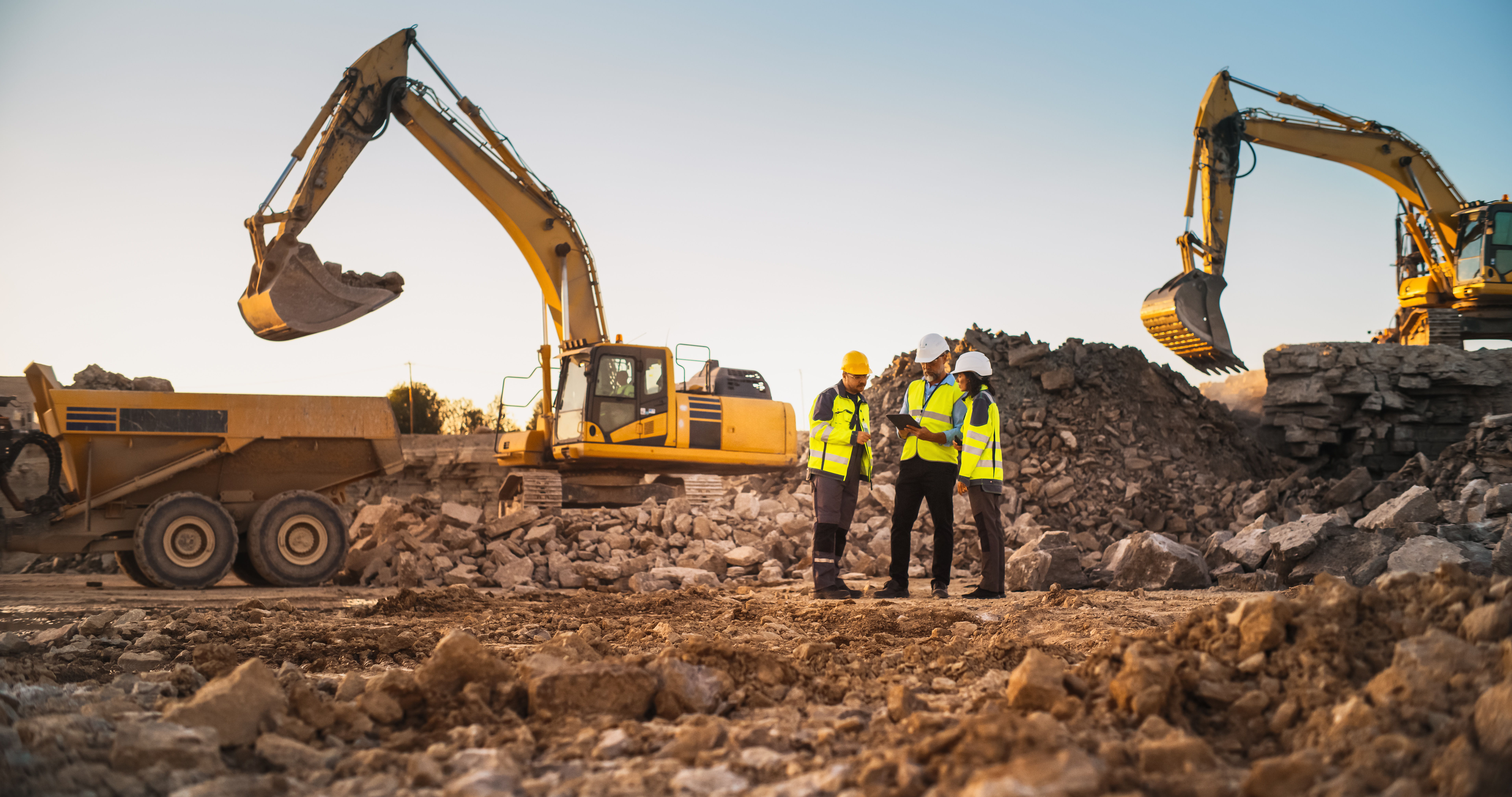 Earthmoving equipment working on site